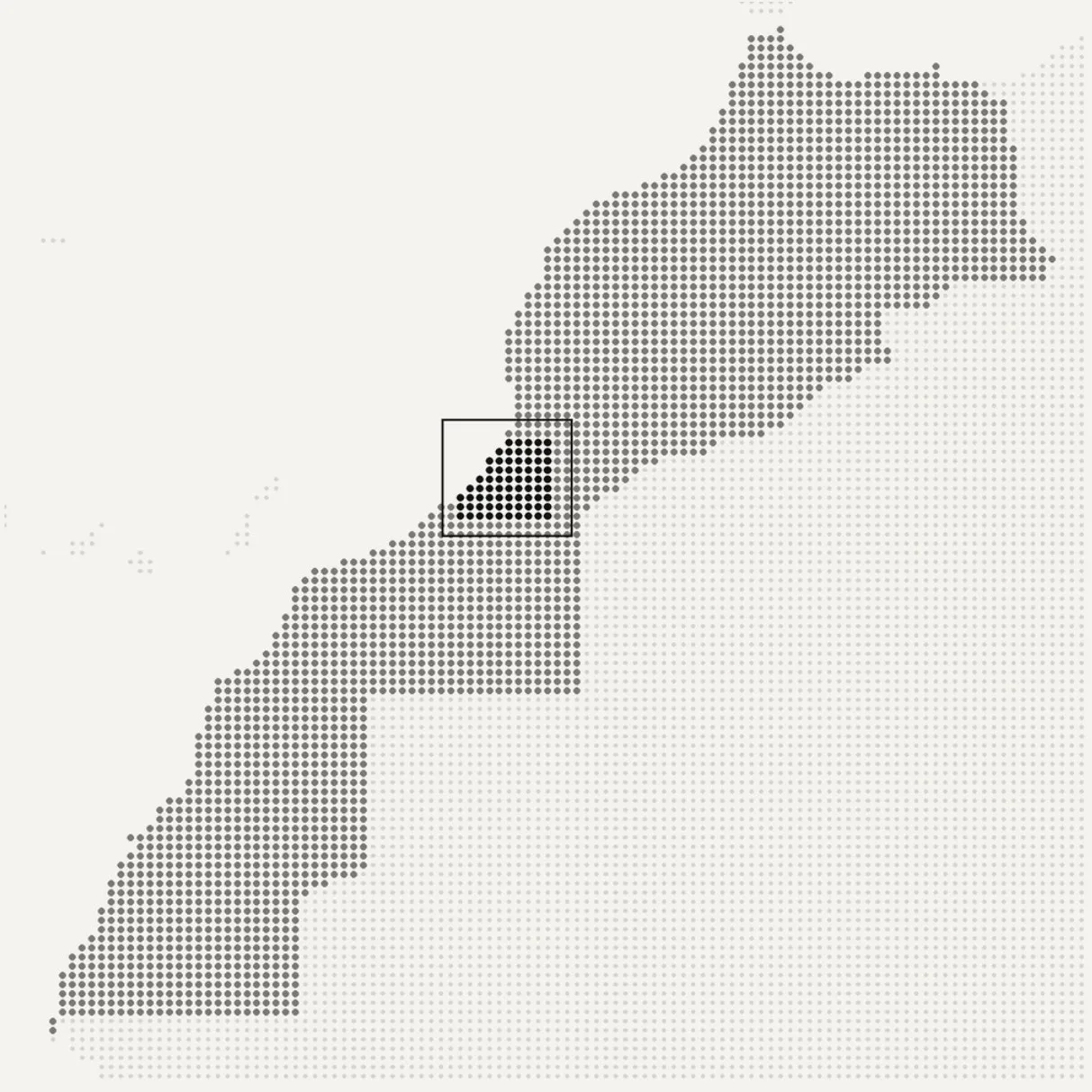 Carte du Maroc en points, zone d’action entre Tiznit et Guelmim.
